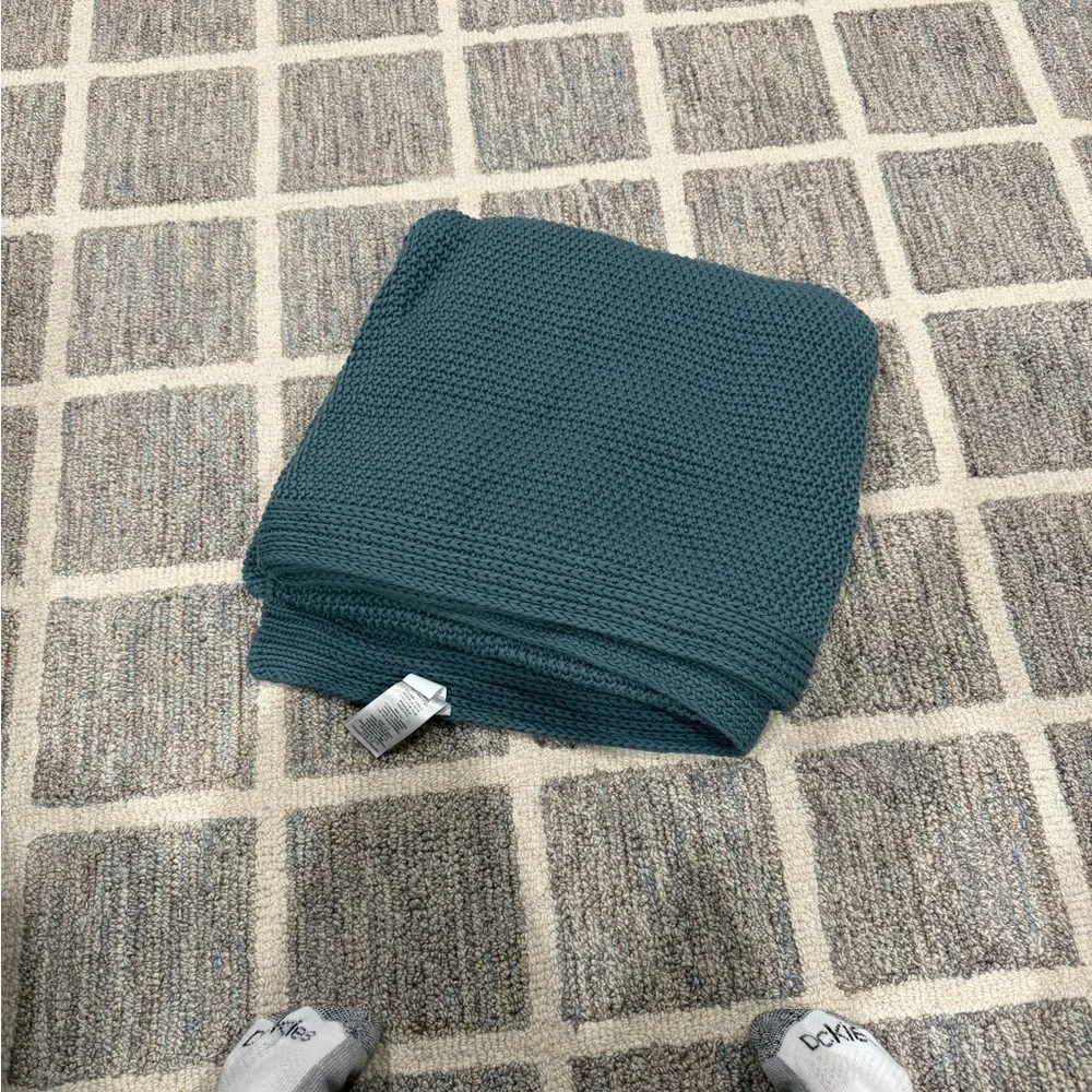 West Elm Blue/Teal Knit Throw Blanket
